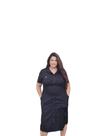 Vestido Midi Liso Chemise De Botões Alfaiataria Moda Evangelica Manga Curta 667 Plus Size