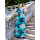Vestido midi longo plus size Blusa Transpassado decote V na frente e costas Sem Mangas estampado Vestido midi longo plus size Blusa Transpassado decote V na frente e costas Sem Mangas estampado