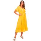 Vestido midi manga curta em algodão texturizado com forro elegante Vestido midi manga curta em algodão texturizado com forro elegante