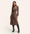 Vestido Midi Manga Longa Animal Print Endless Marrom