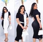 Vestido Midi Meio a meio Moda Evangélica Feminina Vestido Midi Meio a meio Moda Evangélica Feminina