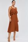 Vestido Midi PKS Alças Viscose Marrom