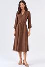 Vestido Midi PKS Com Cinto Marrom