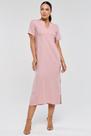 Vestido Midi PKS Decote V Linho Rosê Vestido Midi PKS Decote V Linho Rosê