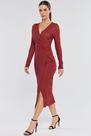 Vestido Midi PKS Malha Jacquard Sublime Bordo Vestido Midi PKS Malha Jacquard Sublime Bordo