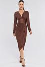 Vestido Midi PKS Malha Plissada Marrom Vestido Midi PKS Malha Plissada Marrom