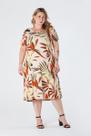 Vestido Midi Plus Size com Estampa Digital Decote V Recortes Frontais Floral Telma