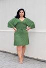 Vestido midi Plus size malha fria moda feminina saída de praia manga flare gola V