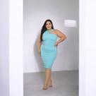 Vestido Mídi Plus Size Regata Um Ombro Vestido Mídi Plus Size Regata Um Ombro