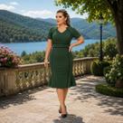 Vestido Midi Plus Size Viés Moda Evangélica Feminina Vestido Midi Plus Size Viés Moda Evangélica Feminina