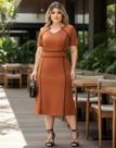 Vestido Midi Plus Size Viés Moda Evangélica Feminina