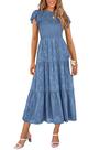 Vestido midi PRETTYGARDEN com estampa floral de verão 2025 para mulheres