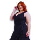 Vestido Midi Renda Malha Crepe Forrado Regata com Renda Plus Size