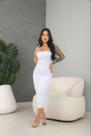 Vestido Midi sem alça Feminino Drapeado em Suplex nas Laterais Com Bojo Sexy Blogueira
