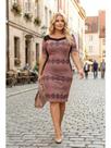 Vestido Midi Tubinho Plus Size Modesto Evangélico Festa Painéis Modeladores Elastano P ao G2 7 Cores Cor:RosêTa