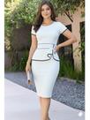 Vestido Midi Tubinho Vermelho Branco Social Modelador Com Laço Atacado Promoção