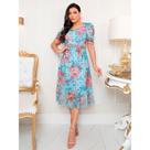 Vestido Midi Tule Estampado Plus size Evangelico Vestido Midi Tule Estampado Plus size Evangelico