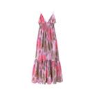 Vestido Midi Vintage Estampado Para Mulheres Com Cintura Elástica, Costas Descobertas, Alças Finas E