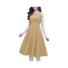 Vestido Midi Vintage Feminino Sem Mangas Verão 2024 Elegante Com Cintura Ajustável Vestido Midi Vintage Feminino Sem Mangas Verão 2024 Elegante Com Cintura Ajustável