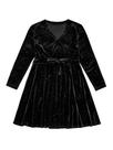 Vestido midi WDIRARA para menina, veludo, glitter, decote em V, preto Vestido midi WDIRARA para menina, veludo, glitter, decote em V, preto
