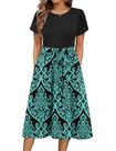 Vestido midi Zeagoo Summer Knit com bolso para mulheres preto-azul
