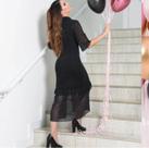 Vestido mido de festa com feios de lurx