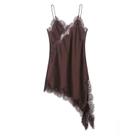 Vestido Mini Assimétrico De Renda Com Decote Em V Para Mulheres, Sexy E Chic, Estilo Francês, Verão