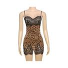 Vestido Mini Bodycon Sem Mangas Com Estampa De Leopardo Y2K Para Mulheres, Sexy Com Detalhes Em