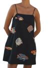 Vestido mini boho NUFIWI com estampa grafite e alças finas