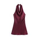 Vestido Mini De Cetim Feminino Halter Sem Costas Para O Verão, Sexy E Elegante, Roupa Para Festas E