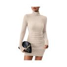 Vestido Mini Elegante De Tricô Com Gola Alta Para Mulheres, Manga Longa, Bodycon, Festa, Outono Vestido Mini Elegante De Tricô Com Gola Alta Para Mulheres, Manga Longa, Bodycon, Festa, Outono