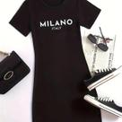 Vestido Mini Feminino Casual De Verão Com Estampa De Desenho Animado, Manga Curta E Gola Redonda,