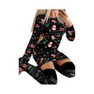 Vestido Mini Feminino De Manga Longa Com Tema Natalino, Gola Redonda E Estampa Divertida Para