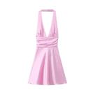 Vestido Mini Feminino Sexy Com Decote V E Laço Nas Costas, Sem Mangas, Moda Feminina Vestido Mini Feminino Sexy Com Decote V E Laço Nas Costas, Sem Mangas, Moda Feminina