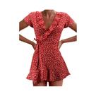 Vestido Mini Floral Com Rendas E Decote Em V Para Mulheres, Elegante E Chic, Estilo A-Line Para O Vestido Mini Floral Com Rendas E Decote Em V Para Mulheres, Elegante E Chic, Estilo A-Line Para O
