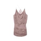 Vestido Mini Halter Rosa Com Lantejoulas E Strass, Decote V, Costas Abertas, Plissado, Para