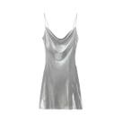 Vestido Mini Metálico Para Mulheres Com Design Plissado Chic, Casual De Verão, Slim, Para Festas Vestido Mini Metálico Para Mulheres Com Design Plissado Chic, Casual De Verão, Slim, Para Festas