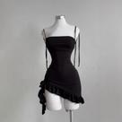 Vestido Mini Preto Sem Costas E Sem Mangas Para Mulheres, Verão, Com Amarração, Bodycon, Estilo High