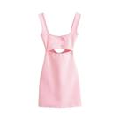 Vestido Mini Rosa Sem Costas Para Mulheres, Vestido Casual De Verão Com Recortes, Vestidos Curtos