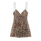 Vestido Mini Sem Costas Em Tule Com Estampa De Leopardo Para Mulheres, Vestido Curto De Verão Para