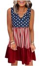 Vestido Mini Sem Mangas CHUNTIANRAN com Estampa da Bandeira Americana Vestido Mini Sem Mangas CHUNTIANRAN com Estampa da Bandeira Americana