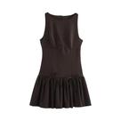 Vestido Mini Sem Mangas Com Babados Para Mulheres, Decote Redondo, Laços Nas Costas, Zíper, Moda