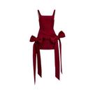 Vestido Mini Sem Mangas Com Decote Em U Para Mulheres, Decoração Com Laço SylCue, Elegante E Justo
