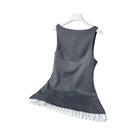 Vestido Mini Sem Mangas Com Decote Redondo Para Mulheres Cinza Com Patchwork E Zíper Moda Casual Vestido Mini Sem Mangas Com Decote Redondo Para Mulheres Cinza Com Patchwork E Zíper Moda Casual