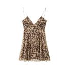 Vestido Mini Sem Mangas Com Estampa De Leopardo Para Mulheres, Vintage, Em Tule, Verão 2025