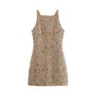 Vestido Mini Sem Mangas Com Lantejoulas Para Mulheres, Sexy E Chic, Com Zíper, Moda Feminina