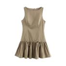 Vestido Mini Sem Mangas Para Mulheres Com Patchwork, Zíper Nas Costas, Plissado, Elegante E Sexy Vestido Mini Sem Mangas Para Mulheres Com Patchwork, Zíper Nas Costas, Plissado, Elegante E Sexy