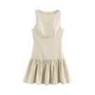 Vestido Mini Sem Mangas Para Mulheres Com Patchwork, Zíper Nas Costas, Plissado, Elegante E Sexy