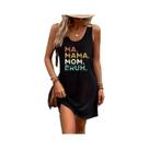 Vestido Mini Sem Mangas Para Mulheres, Verão, Sexy, Preto Com Estampa, Vestido Solto Tipo Tank Top Vestido Mini Sem Mangas Para Mulheres, Verão, Sexy, Preto Com Estampa, Vestido Solto Tipo Tank Top