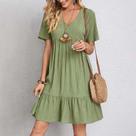 Vestido Mini Sexy Com Decote Em V E Rendas Para Mulheres, Estilo Boêmio Vintage, Vestido Casual Para